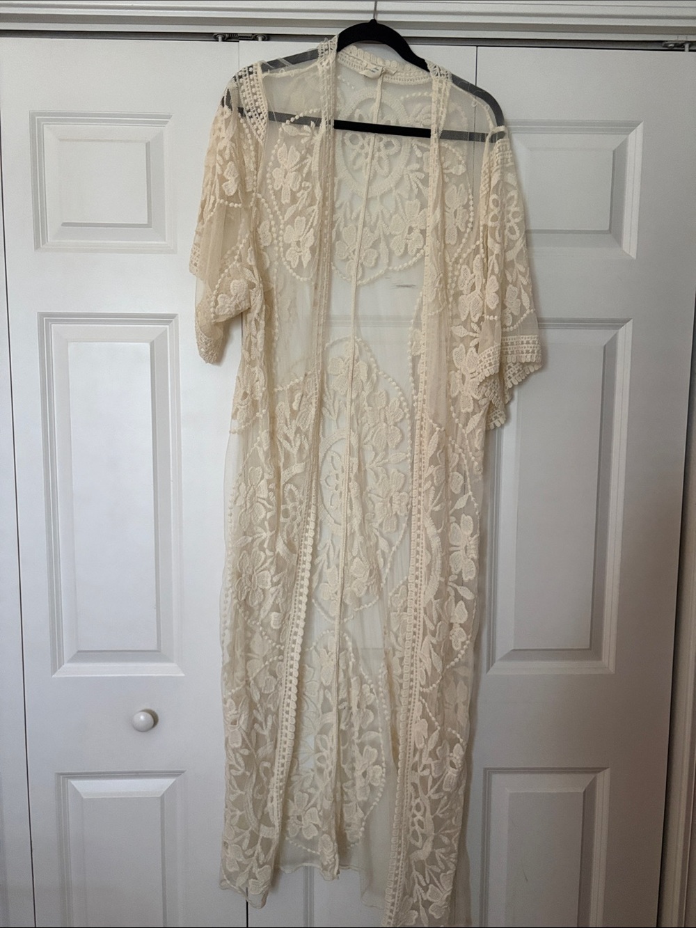 Solitaire Cream Lace Swim Coverup Kimono